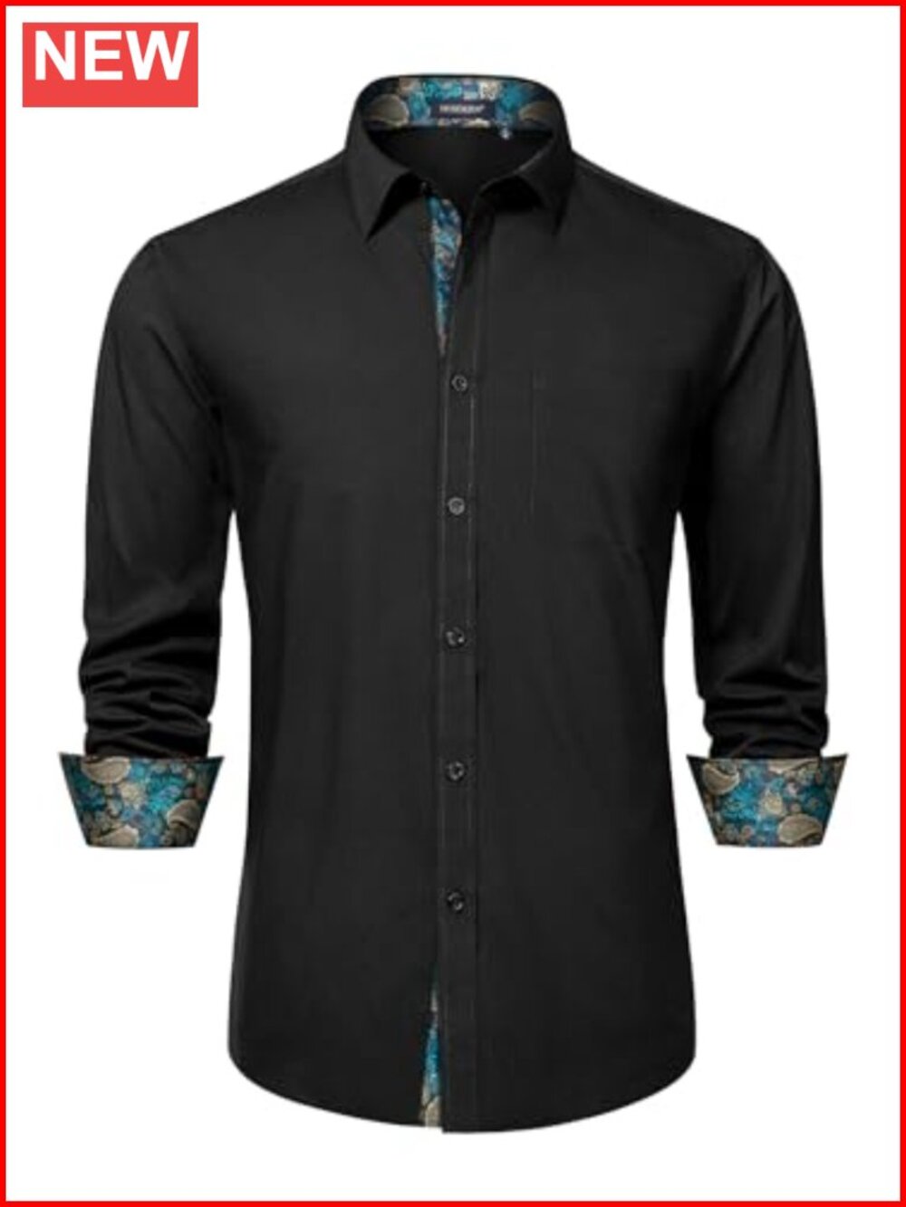 Mens Long Sleeve Button Down Dress Shirt Cotton Blend Regular Fit